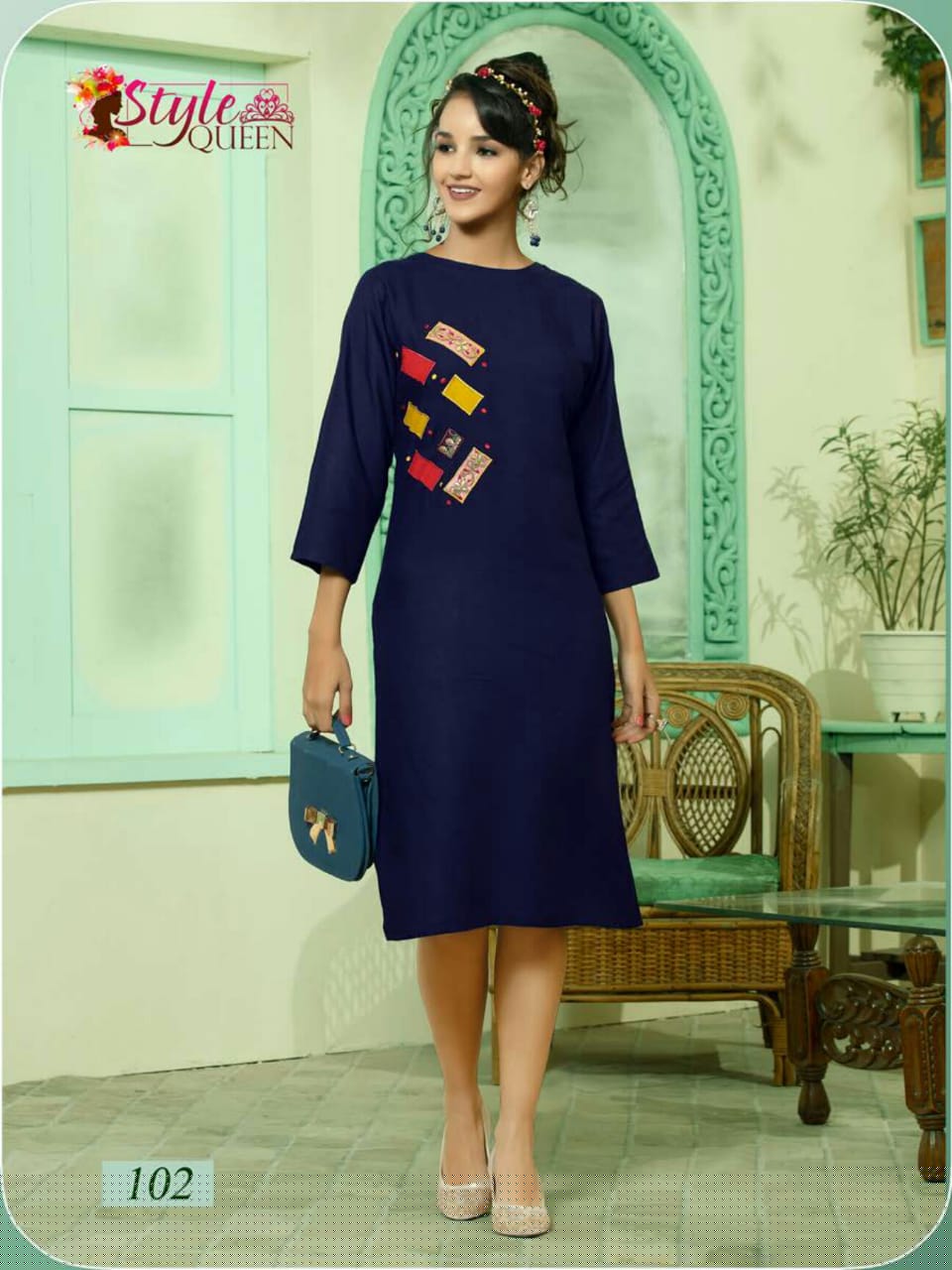 Peacee By Style Queen 101 To 108 Series Beautiful Stylish Colorful Fancy Party Wear & Ethnic Wear & Ready To Wear Heavy Rayon Printed Kurtis At Wholesale Price