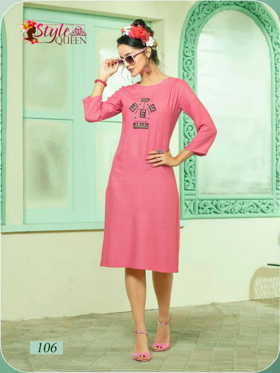 Peacee By Style Queen 101 To 108 Series Beautiful Stylish Colorful Fancy Party Wear & Ethnic Wear & Ready To Wear Heavy Rayon Printed Kurtis At Wholesale Price