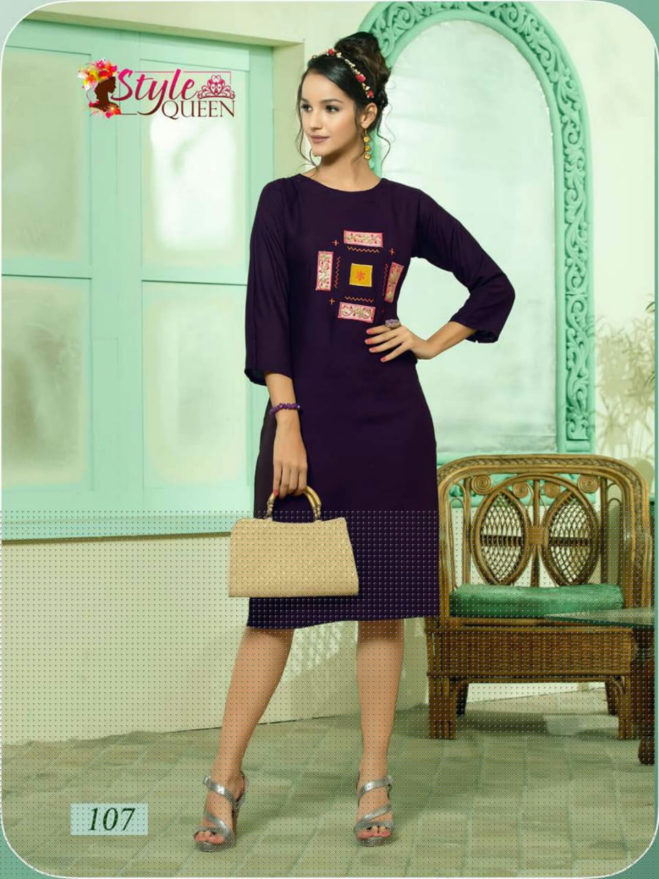 Peacee By Style Queen 101 To 108 Series Beautiful Stylish Colorful Fancy Party Wear & Ethnic Wear & Ready To Wear Heavy Rayon Printed Kurtis At Wholesale Price