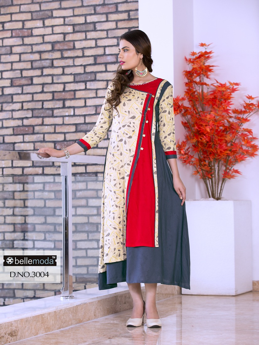 Pearl By Bellemoda 3001 To 3008 Series Beautiful Stylish Fancy Colorful Casual Wear & Ethnic Wear Heavy Rayon Printed Kurtis A Wholesale Price