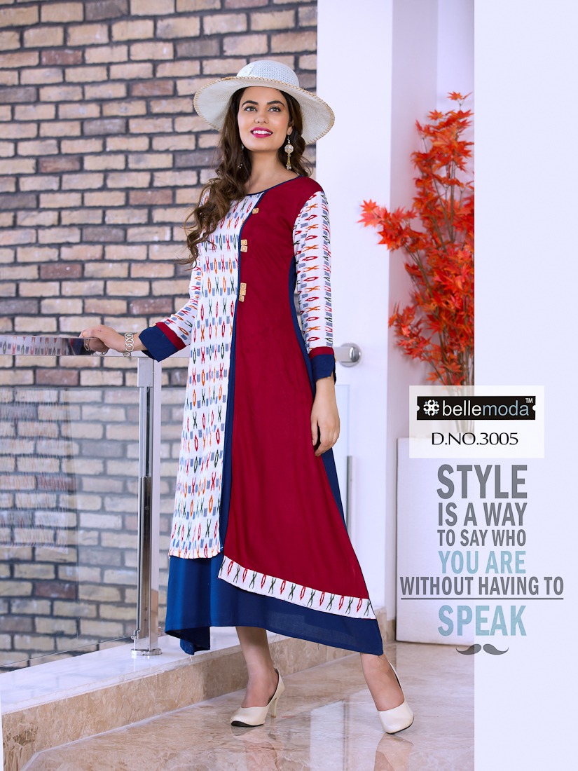 Pearl By Bellemoda 3001 To 3008 Series Beautiful Stylish Fancy Colorful Casual Wear & Ethnic Wear Heavy Rayon Printed Kurtis A Wholesale Price