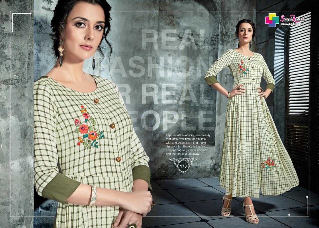 Pehel By Sanskruti Silk Mill 174 To 179 Series Beautiful Colorful Stylish Fancy Casual Wear & Ethnic Wear & Ready To Wear Rayon Slub Like Embroidered Kurtis At Wholesale Price
