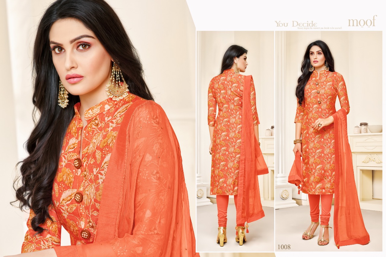 Penny Vol-2 By Moof Fashion 1008 To 1014 Series Beautiful Suits Colorful Stylish Fancy Casual Wear & Ethnic Wear Muslin Dyed Print With Work Dresses At Wholesale Price