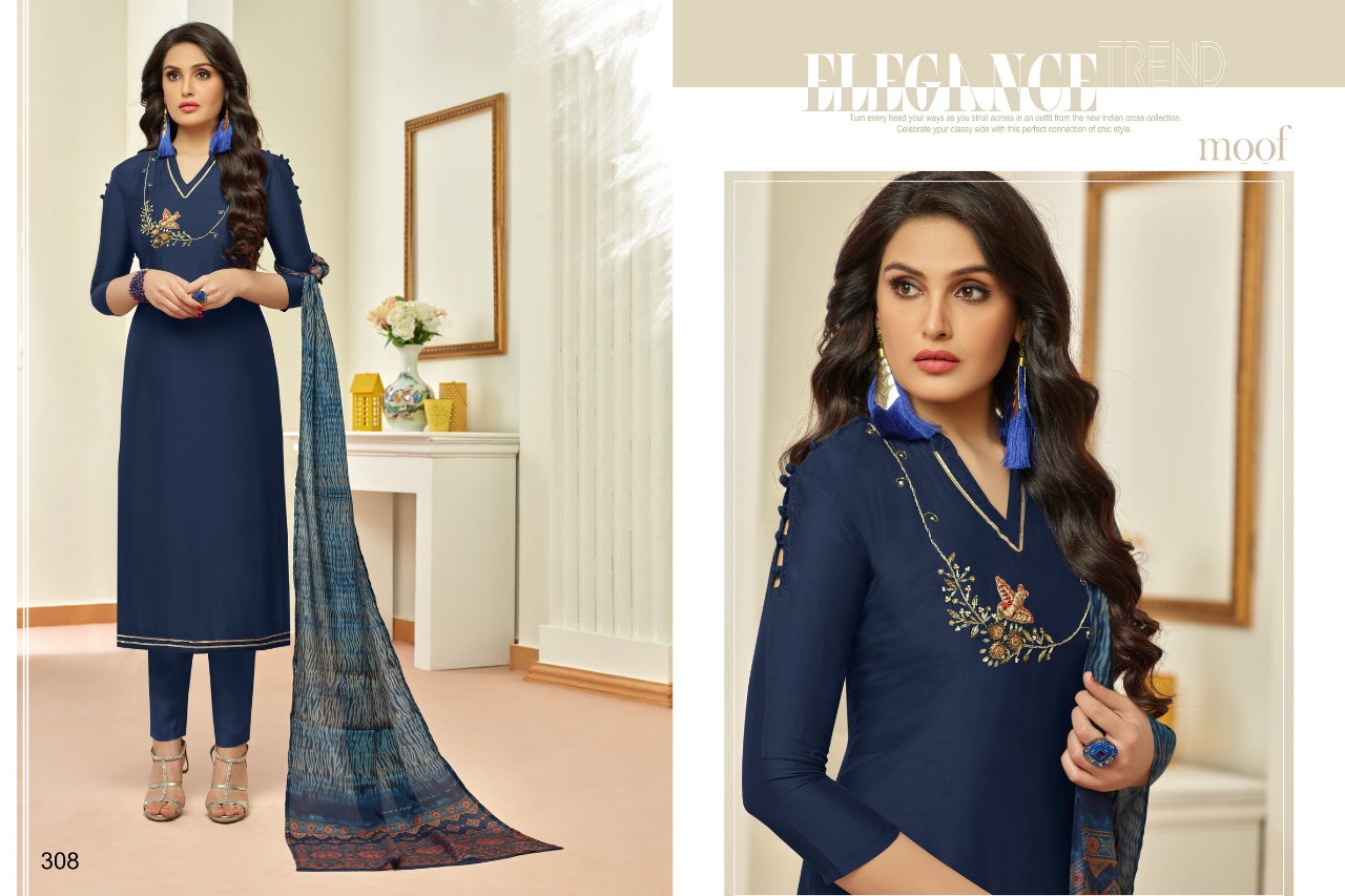 Penny By Moof Fashion 306 To 314 Series Beautiful Suits Colorful Stylish Fancy Casual Wear & Ethnic Wear Cotton Satin & Muslin With Work Dresses At Wholesale Price