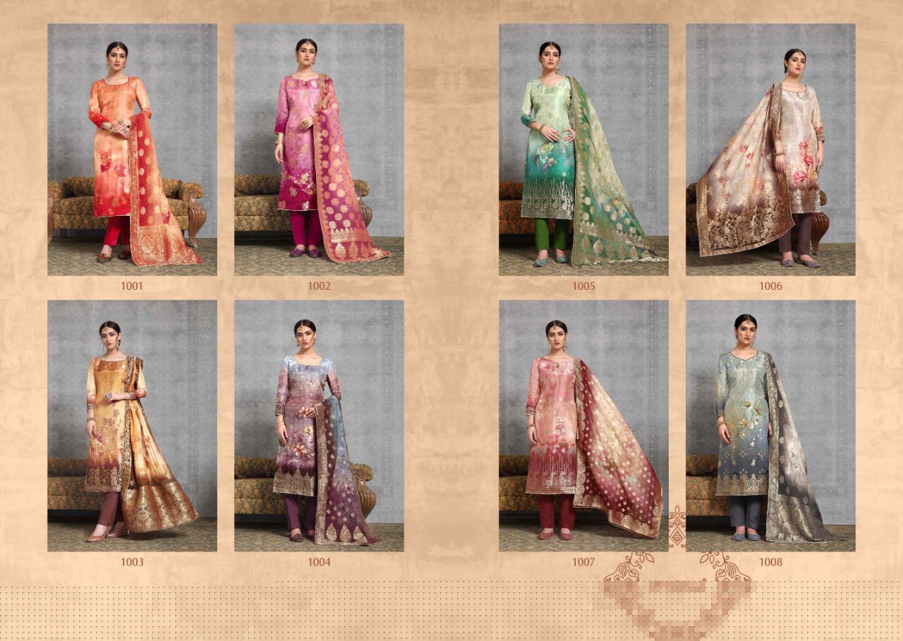 Perfume By Viyona Dressline 1001 To 1008 Series Beautiful Suits Stylish Colorful Fancy Casual Wear & Ethnic Wear Pure Viscose Russian Silk Jacquard Digital Printed Dresses At Wholesale Price