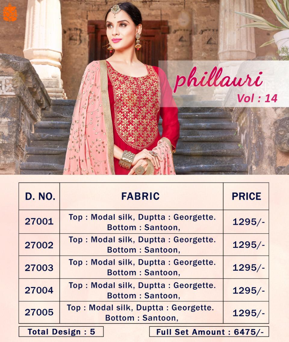 Phillauri Vol-14 By Phillauri 27001 To 27005 Series Designer Suits Collection Beautiful Stylish Fancy Colorful Party Wear & Occasional Wear Modal Silk Embroidered Dresses At Wholesale Price