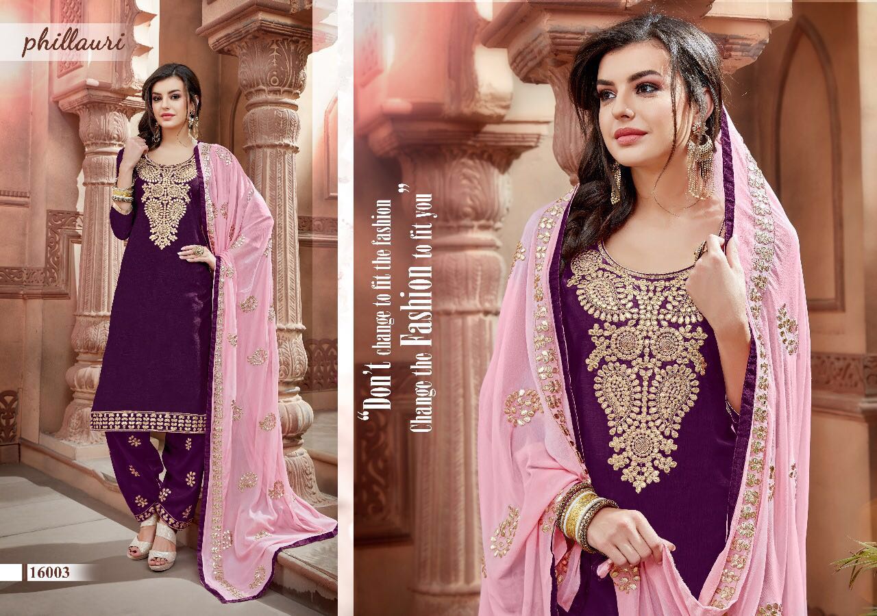Phillauri Vol-4 By Phillauri Beautiful Patiyala Suits Embroidered Stylish Colorful Fancy Party Wear & Occasional Wear Chanderi Dresses At Wholesale Price