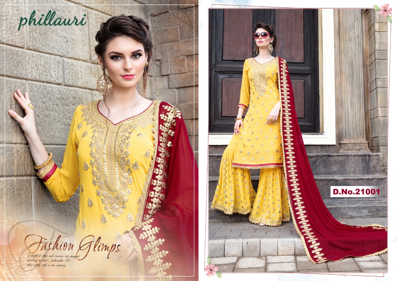 Phillauri Vol-8 By Phillauri 21001 To 21005 Series Designer Sarara Suits Collection Beautiful Stylish Fancy Colorful Party Wear & Occasional Wear Georgette Embroidered Dresses At Wholesale Price