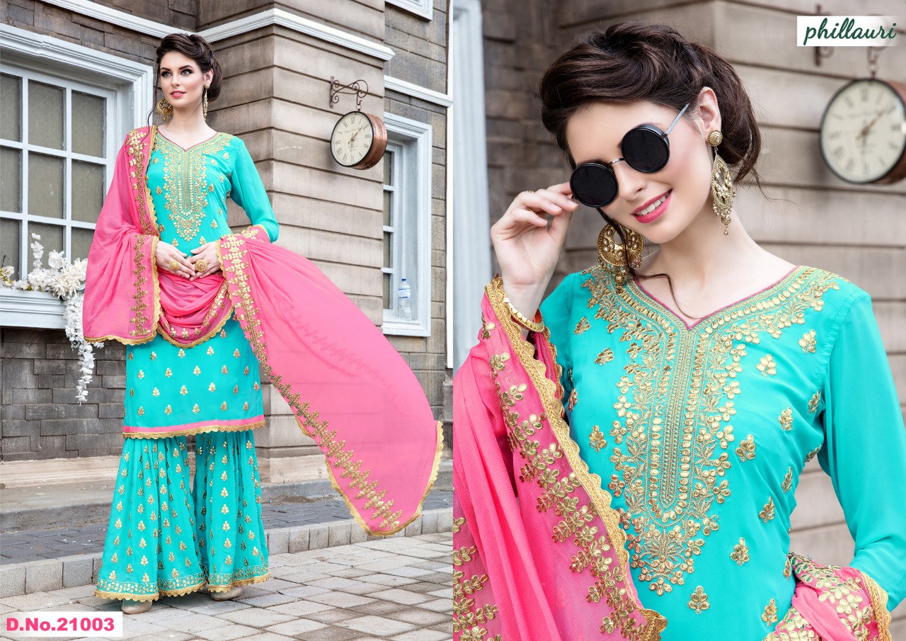 Phillauri Vol-8 By Phillauri 21001 To 21005 Series Designer Sarara Suits Collection Beautiful Stylish Fancy Colorful Party Wear & Occasional Wear Georgette Embroidered Dresses At Wholesale Price