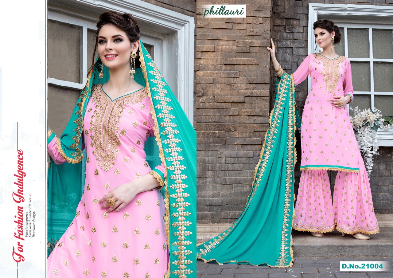 Phillauri Vol-8 By Phillauri 21001 To 21005 Series Designer Sarara Suits Collection Beautiful Stylish Fancy Colorful Party Wear & Occasional Wear Georgette Embroidered Dresses At Wholesale Price