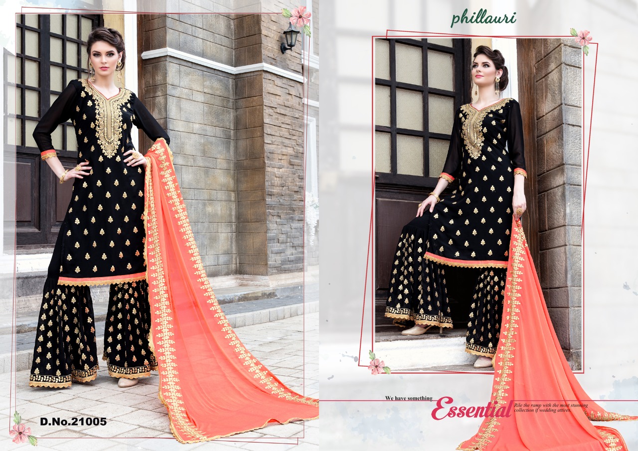 Phillauri Vol-8 By Phillauri 21001 To 21005 Series Designer Sarara Suits Collection Beautiful Stylish Fancy Colorful Party Wear & Occasional Wear Georgette Embroidered Dresses At Wholesale Price