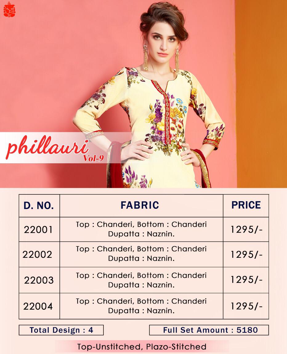 Phillauri Vol-9 By Phillauri 22001 To 22004 Series Beautiful Suits Colorful Stylish Fancy Casual Wear & Ethnic Wear Chanderi Printed Dresses At Wholesale Price