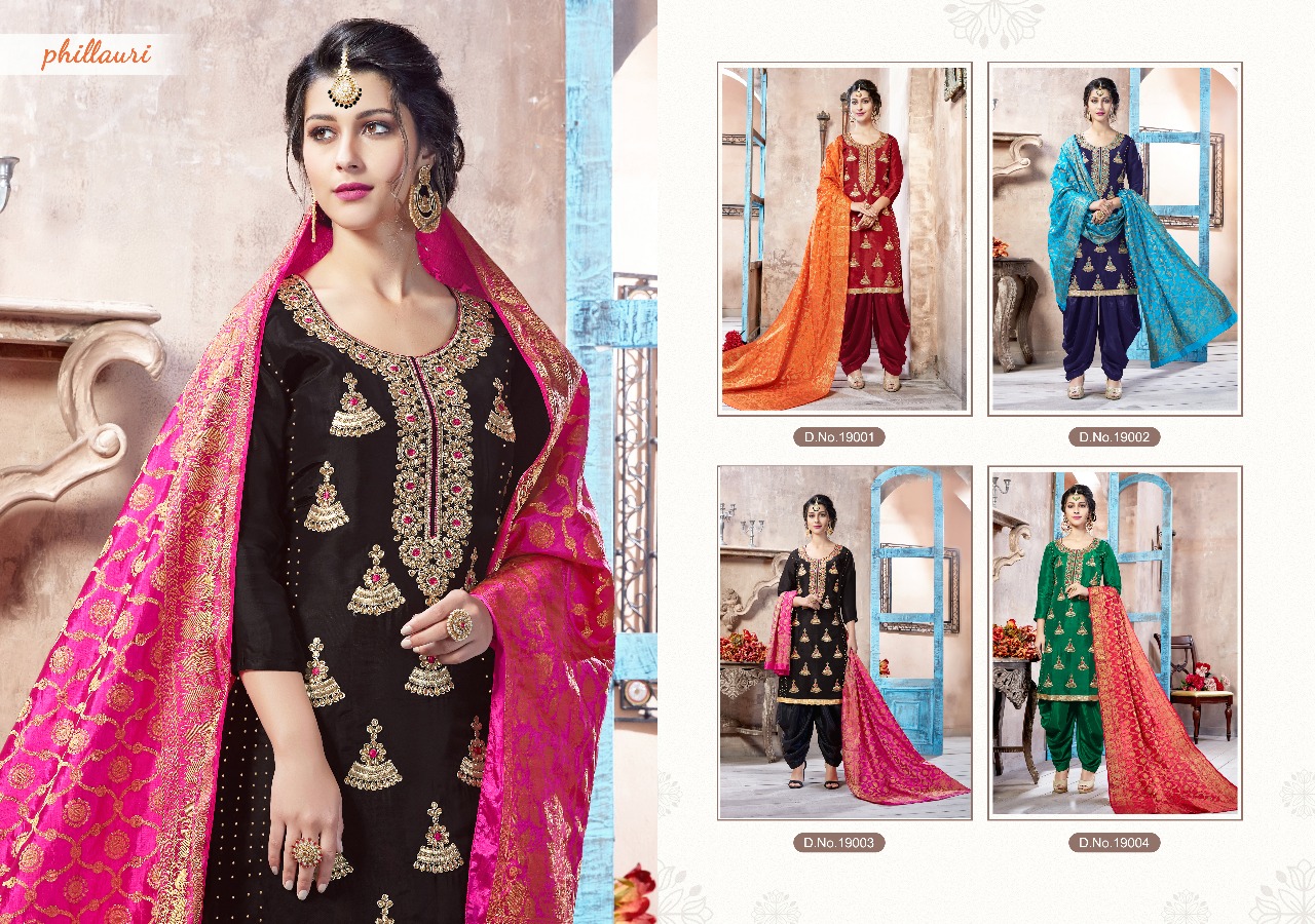 Phillauri Vol-6 By Phillauri 19001 To 19004 Series Designer Beautiful Stylish Fancy Colorful Party Wear & Occasional Wear Pure Uppada Silk Embroidered Dresses At Wholesale Price