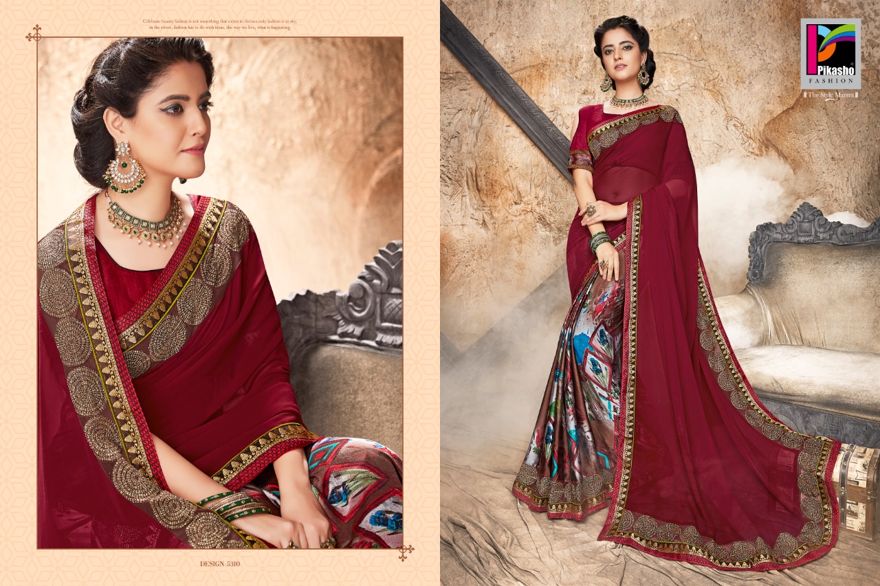 Pikasho 5310 Series By Pikasho 5310 To 5323 Series Indian Traditional Wear Collection Beautiful Stylish Fancy Colorful Party Wear & Occasional Wear Georgette Embroidered Sarees At Wholesale Price