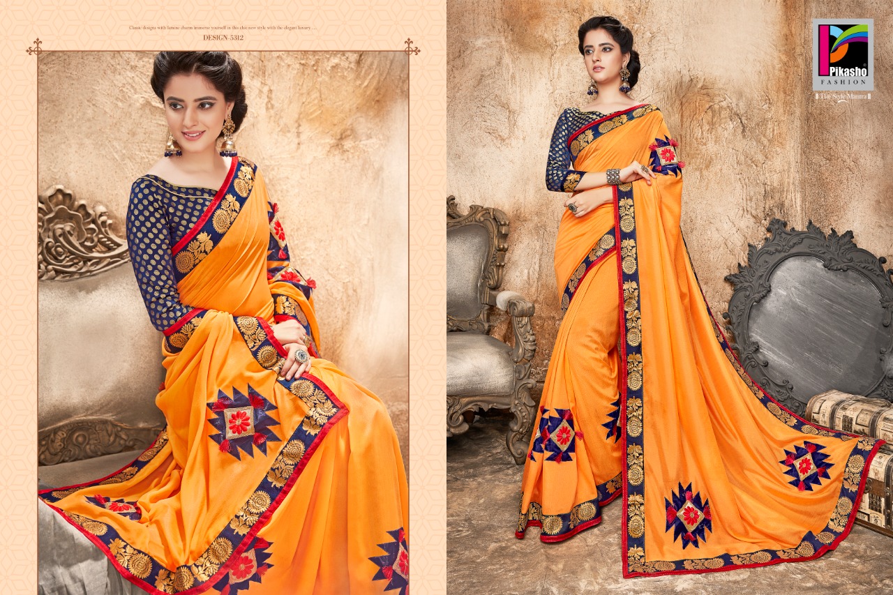 Pikasho 5310 Series By Pikasho 5310 To 5323 Series Indian Traditional Wear Collection Beautiful Stylish Fancy Colorful Party Wear & Occasional Wear Georgette Embroidered Sarees At Wholesale Price