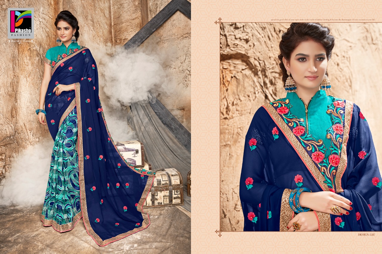 Pikasho 5310 Series By Pikasho 5310 To 5323 Series Indian Traditional Wear Collection Beautiful Stylish Fancy Colorful Party Wear & Occasional Wear Georgette Embroidered Sarees At Wholesale Price