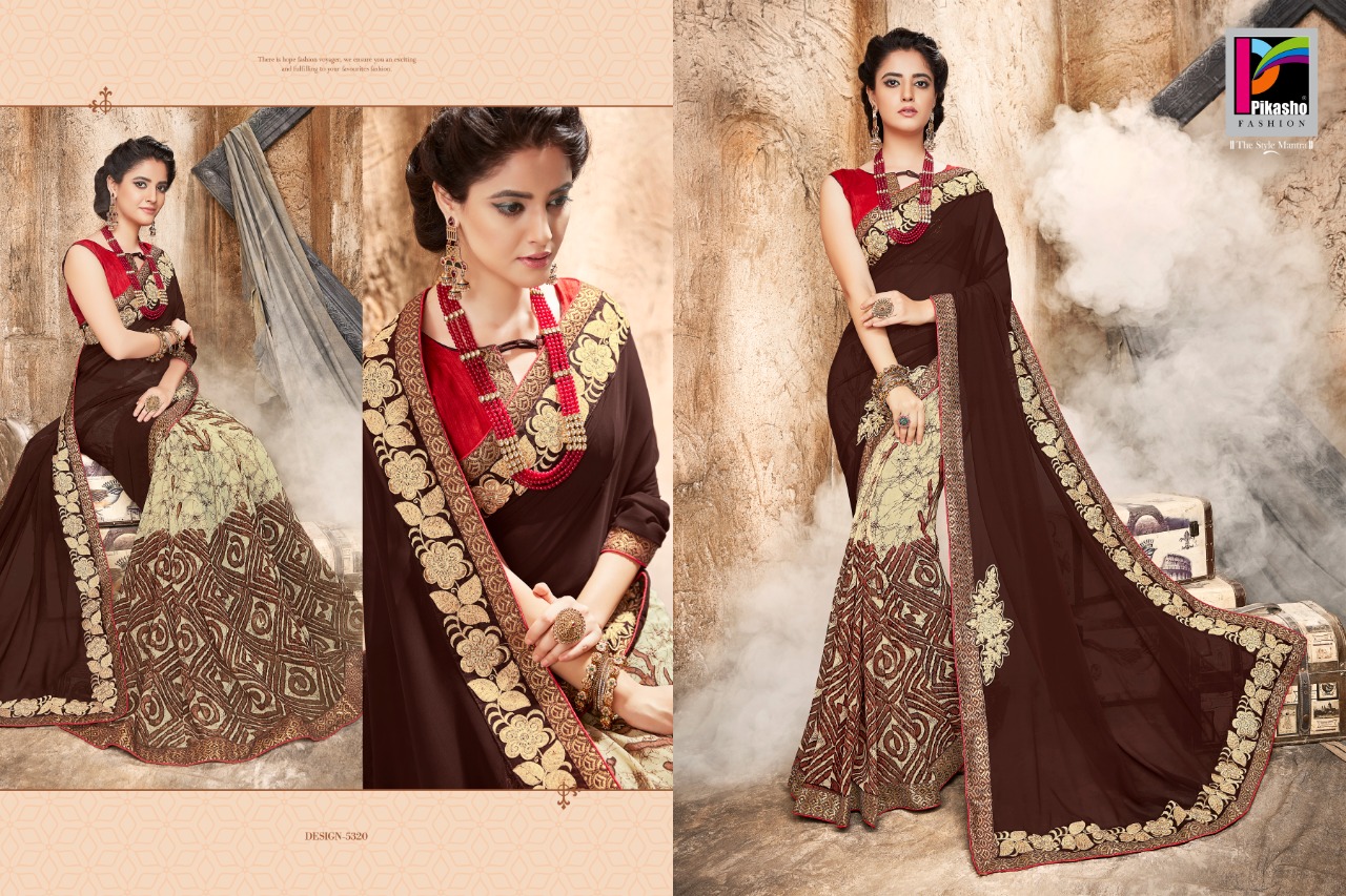 Pikasho 5310 Series By Pikasho 5310 To 5323 Series Indian Traditional Wear Collection Beautiful Stylish Fancy Colorful Party Wear & Occasional Wear Georgette Embroidered Sarees At Wholesale Price