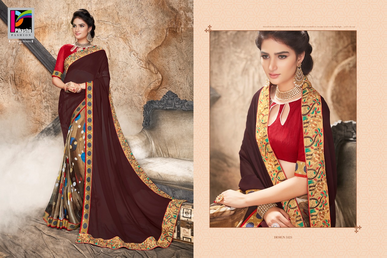 Pikasho 5310 Series By Pikasho 5310 To 5323 Series Indian Traditional Wear Collection Beautiful Stylish Fancy Colorful Party Wear & Occasional Wear Georgette Embroidered Sarees At Wholesale Price