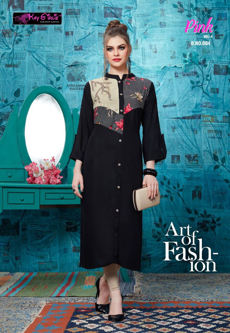Pink Vol-4 By Kay Girlie 001 To 008 Series Beautiful Colorful Stylish Fancy Casual Wear & Ethnic Wear & Ready To Wear Rayon Printed Kurtis At Wholesale Price