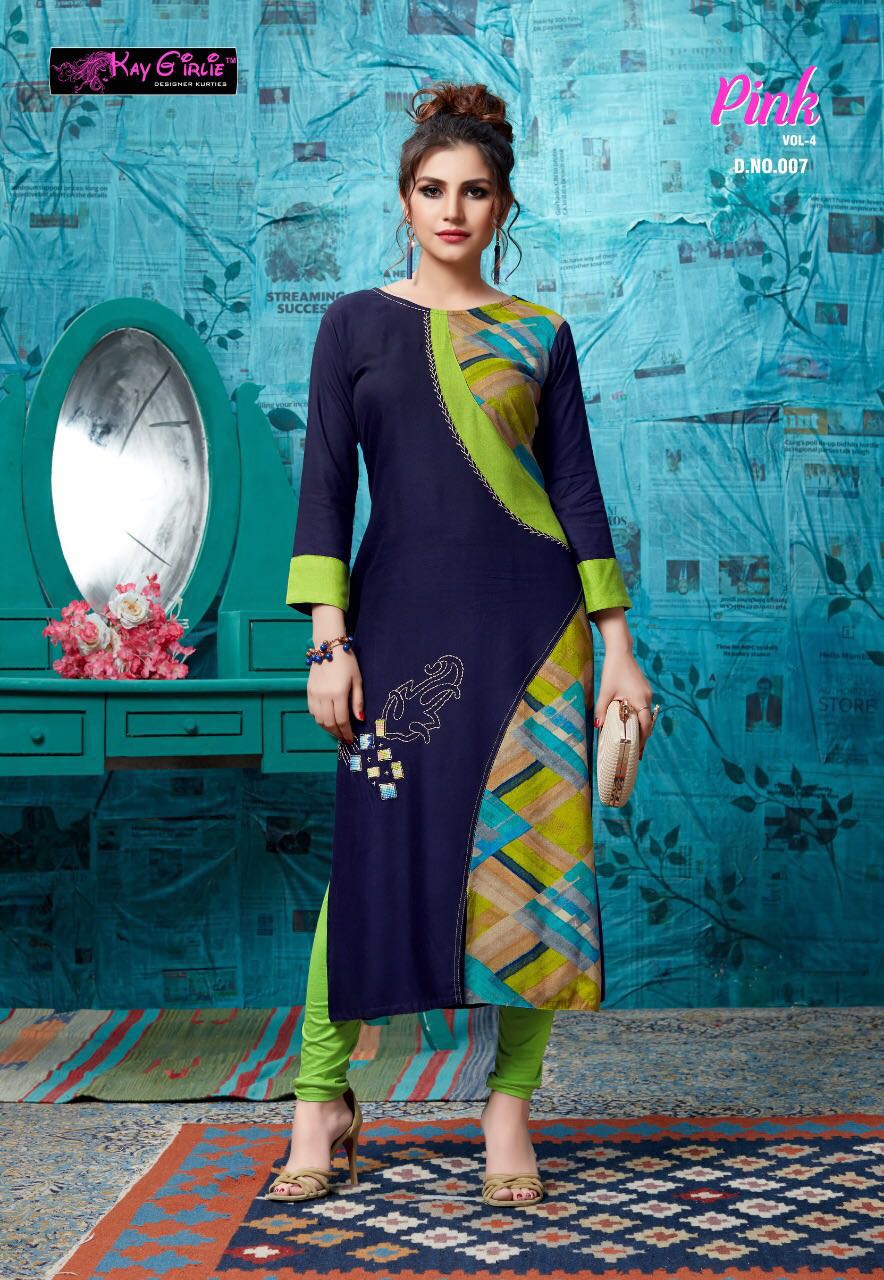 Pink Vol-4 By Kay Girlie 001 To 008 Series Beautiful Colorful Stylish Fancy Casual Wear & Ethnic Wear & Ready To Wear Rayon Printed Kurtis At Wholesale Price
