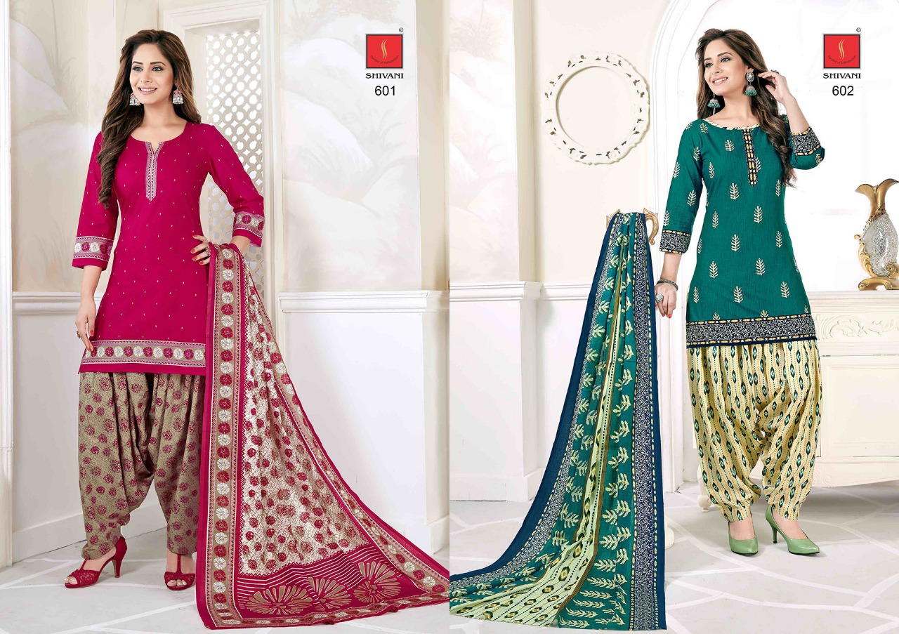 Piya Basanti Patiala Special Vol-6 By Shivani 601 To 621 Series Beautiful Stylish Fancy Colorful Casual Wear & Ethnic Wear Collection Pure Premium Cotton Cambric Printed Dresses At Wholesale Price