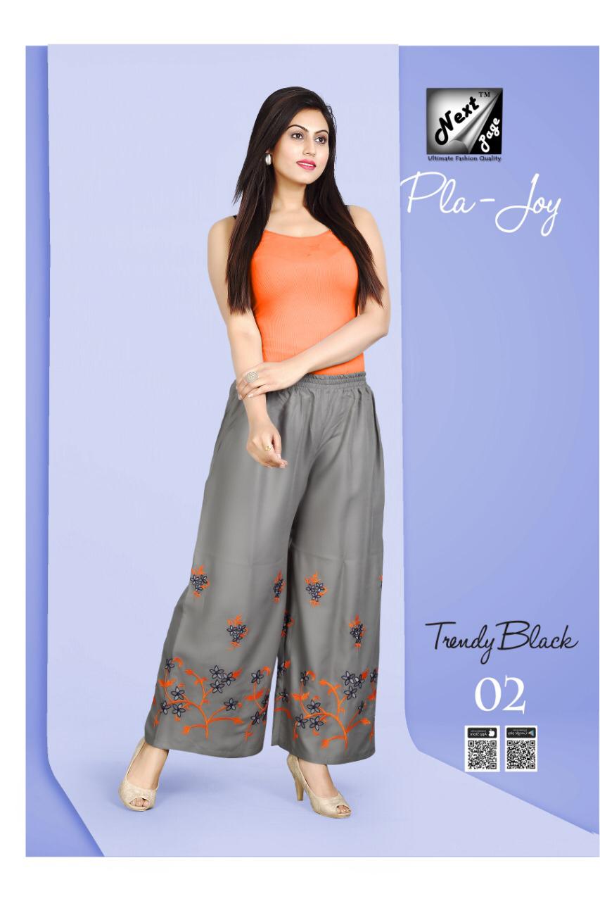 Pla Joy By Next Page 01 To 10 Series Beautiful Colorful Stylish Fancy Casual Wear & Ethnic Wear & Ready To Wear Heavy Rayon Embroidered Pants At Wholesale Price