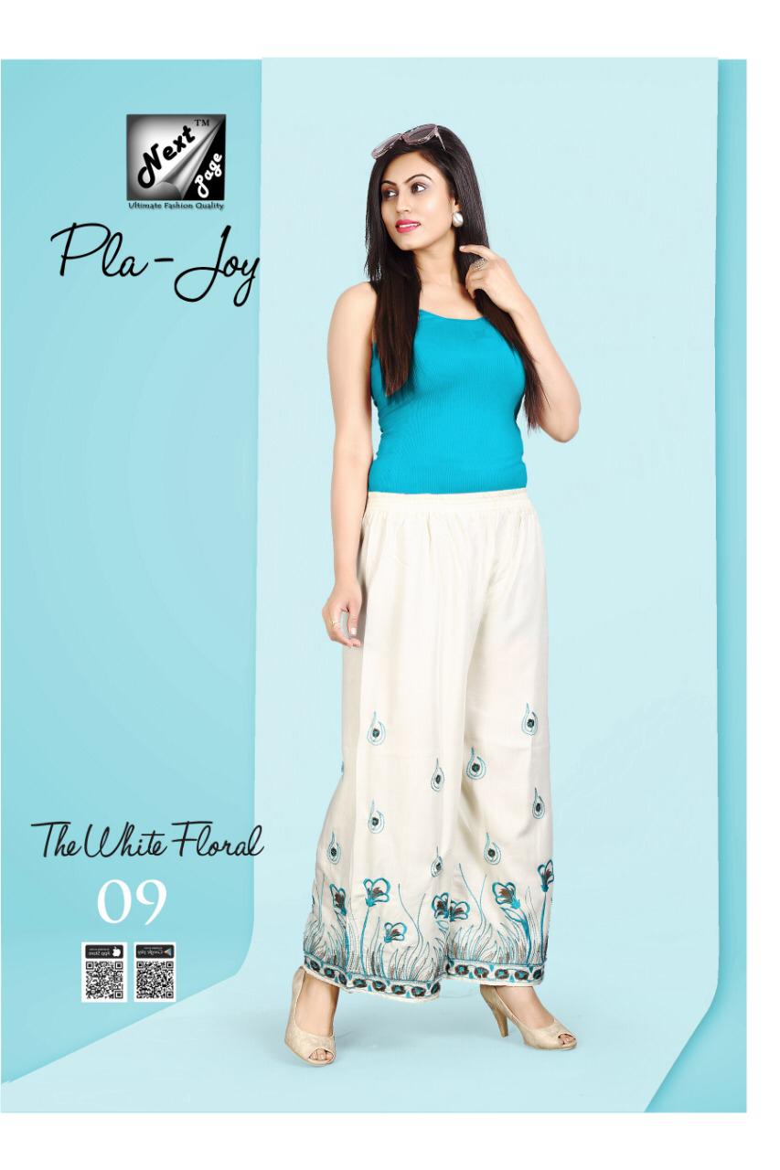 Pla Joy By Next Page 01 To 10 Series Beautiful Colorful Stylish Fancy Casual Wear & Ethnic Wear & Ready To Wear Heavy Rayon Embroidered Pants At Wholesale Price
