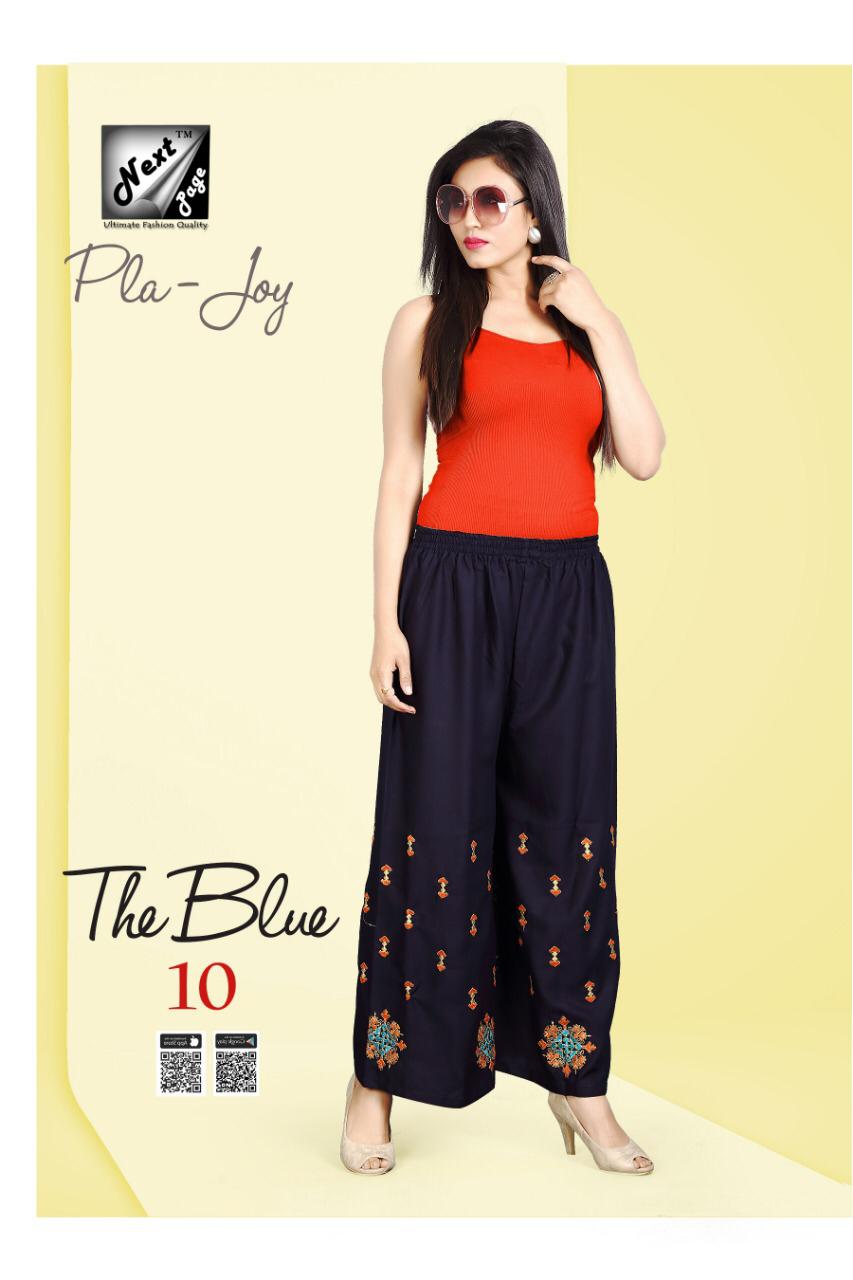 Pla Joy By Next Page 01 To 10 Series Beautiful Colorful Stylish Fancy Casual Wear & Ethnic Wear & Ready To Wear Heavy Rayon Embroidered Pants At Wholesale Price