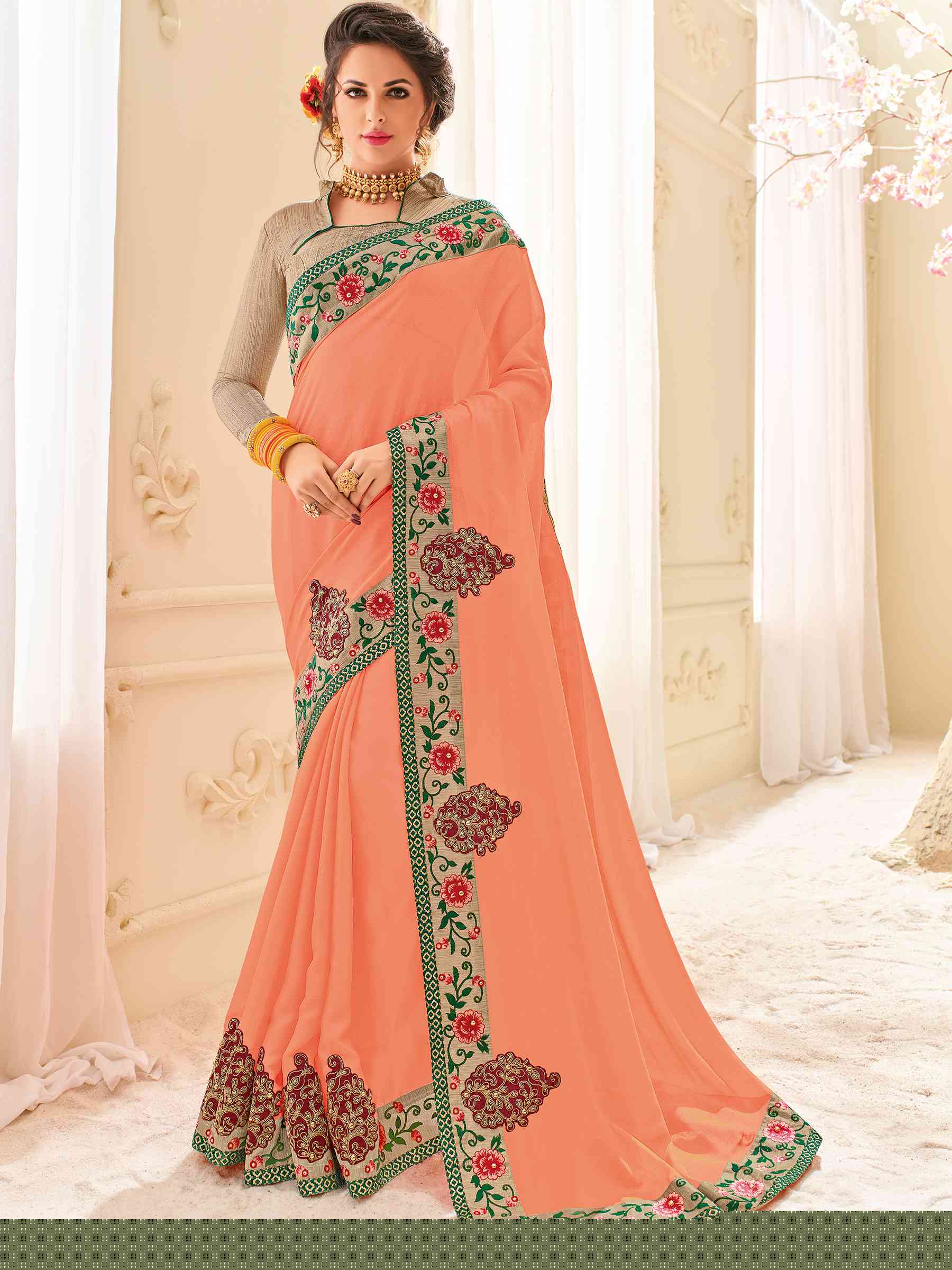 Platinum Vol-4 By Indian Women Pl-32104 To Pl-32123 Series Indian Designer Traditional Wear Collection Beautiful Stylish Colorful Party Wear & Occasional Wear Silk/ Georgette/ Chiffon Sarees At Wholesale Price