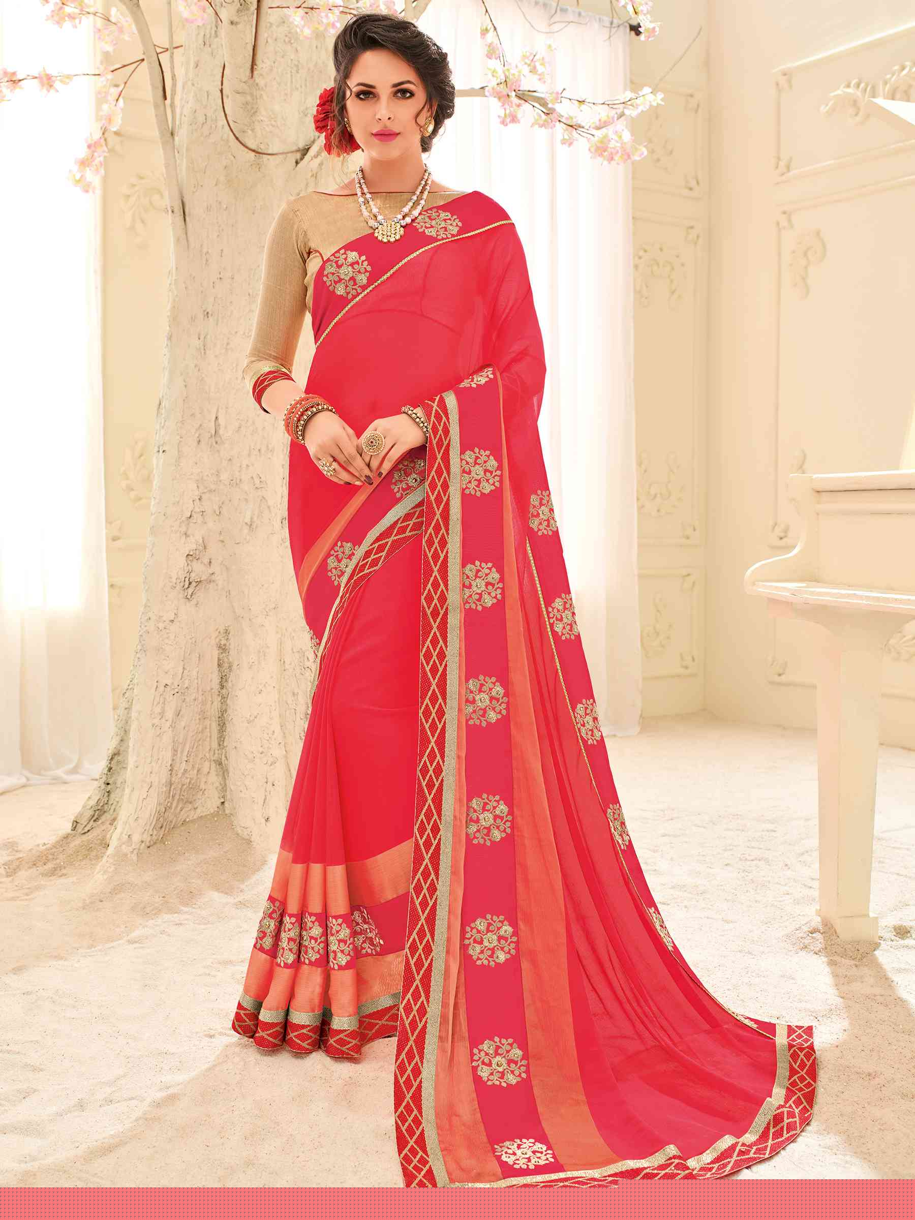 Platinum Vol-4 By Indian Women Pl-32104 To Pl-32123 Series Indian Designer Traditional Wear Collection Beautiful Stylish Colorful Party Wear & Occasional Wear Silk/ Georgette/ Chiffon Sarees At Wholesale Price