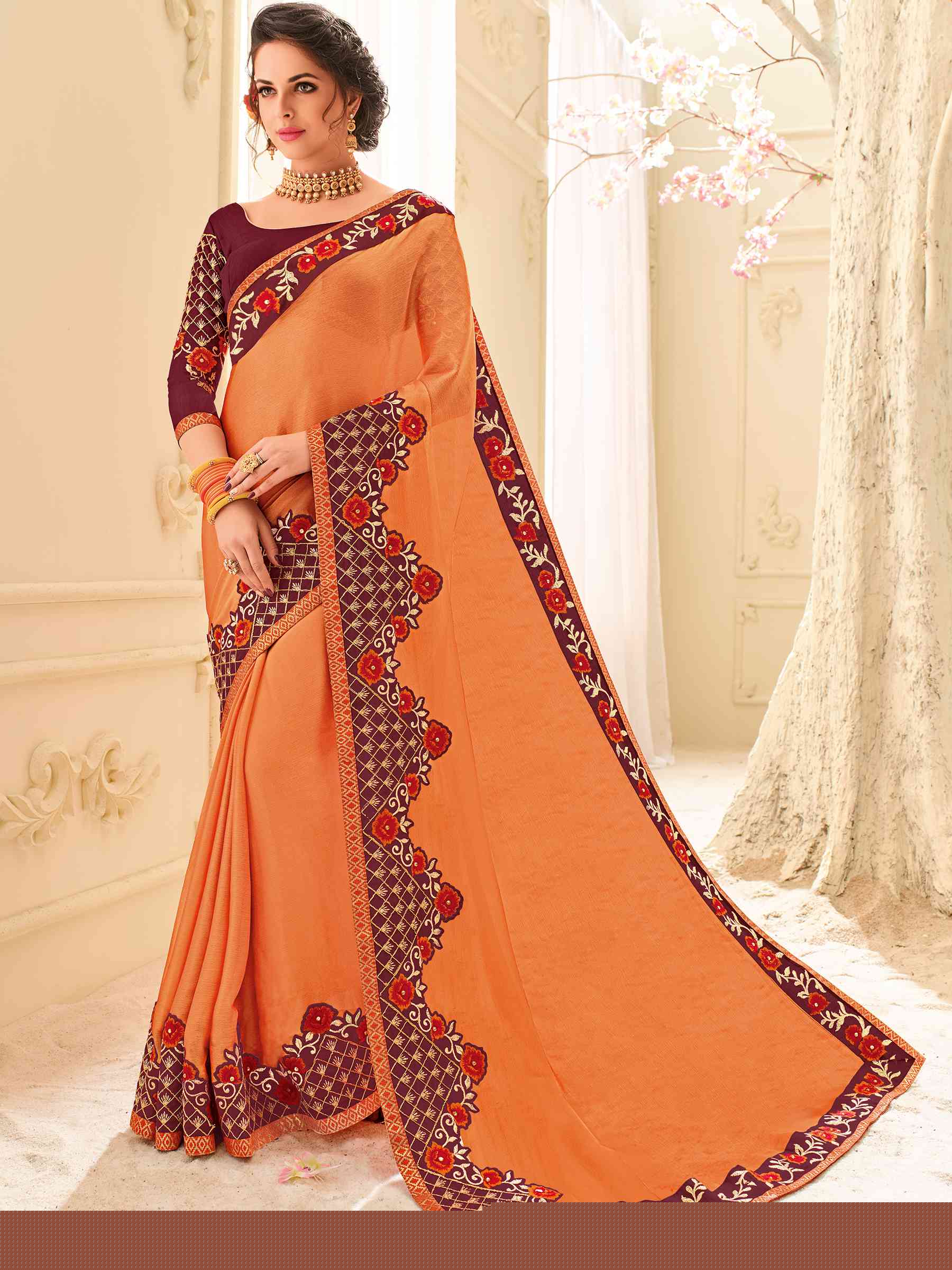 Platinum Vol-4 By Indian Women Pl-32104 To Pl-32123 Series Indian Designer Traditional Wear Collection Beautiful Stylish Colorful Party Wear & Occasional Wear Silk/ Georgette/ Chiffon Sarees At Wholesale Price