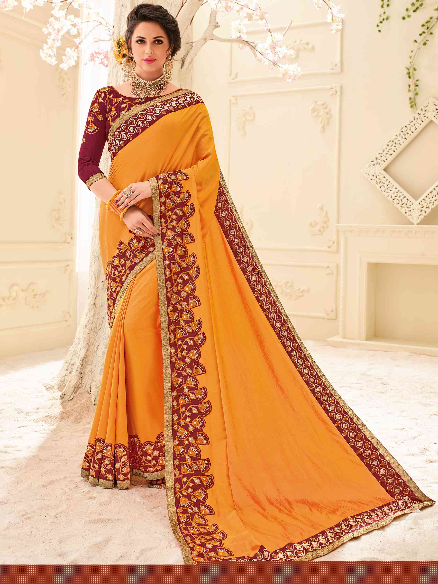 Platinum Vol-4 By Indian Women Pl-32104 To Pl-32123 Series Indian Designer Traditional Wear Collection Beautiful Stylish Colorful Party Wear & Occasional Wear Silk/ Georgette/ Chiffon Sarees At Wholesale Price