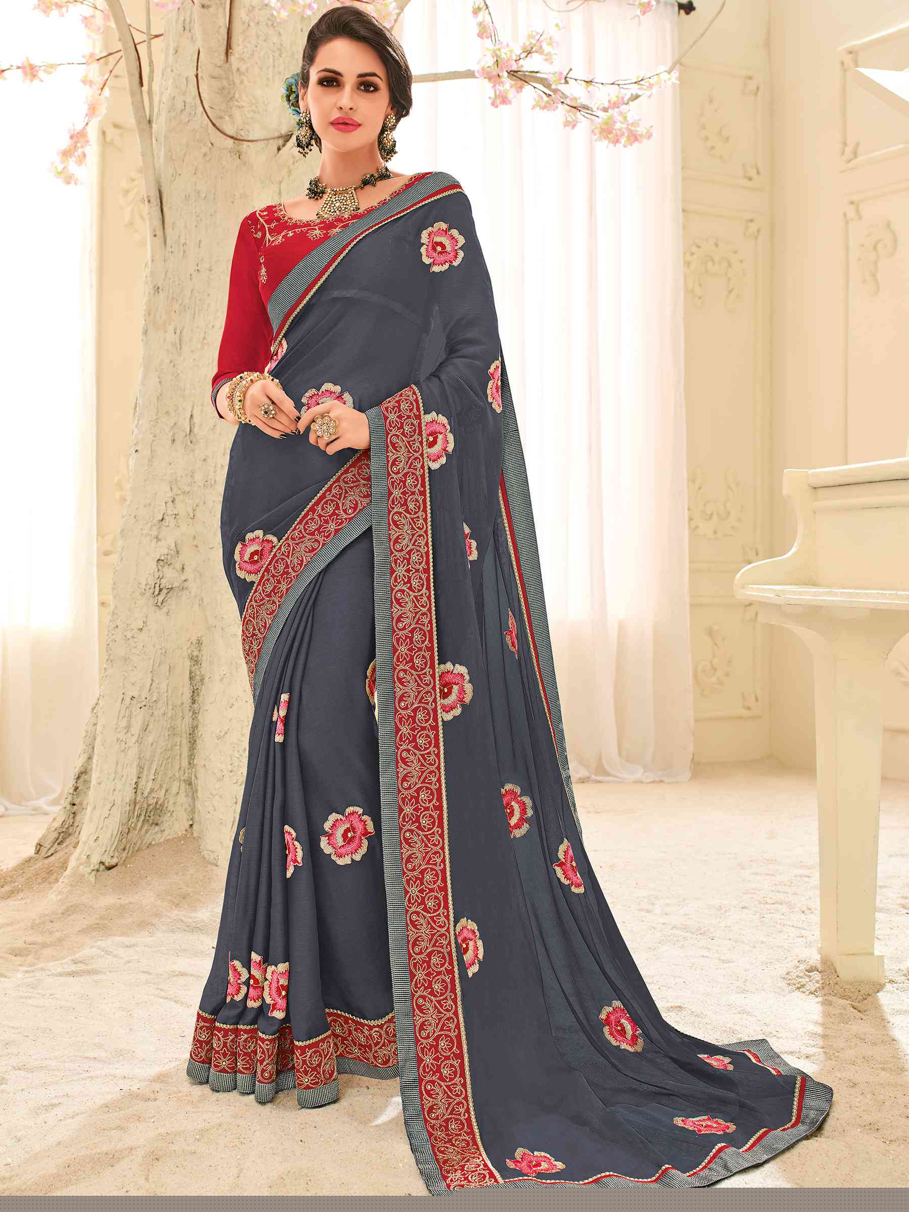 Platinum Vol-4 By Indian Women Pl-32104 To Pl-32123 Series Indian Designer Traditional Wear Collection Beautiful Stylish Colorful Party Wear & Occasional Wear Silk/ Georgette/ Chiffon Sarees At Wholesale Price