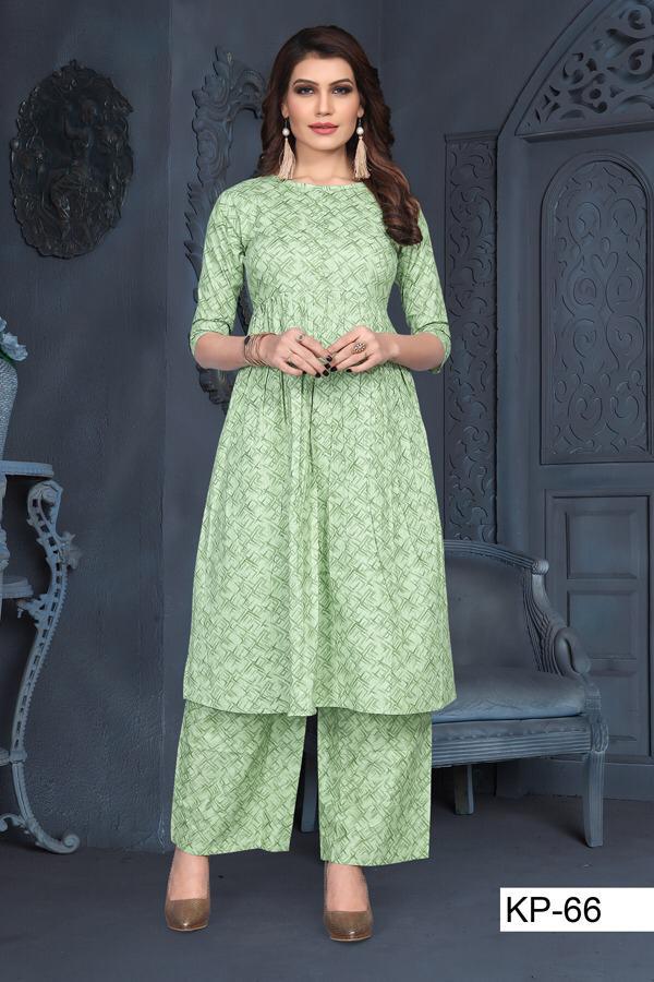 Plazo Vol-2 By Krisha 66 To 69 Series Stylish Fancy Beautiful Colorful Casual Wear & Ethnic Wear Heavy Cotton Print Kurtis With Cotton Print Palazzo At Wholesale Price