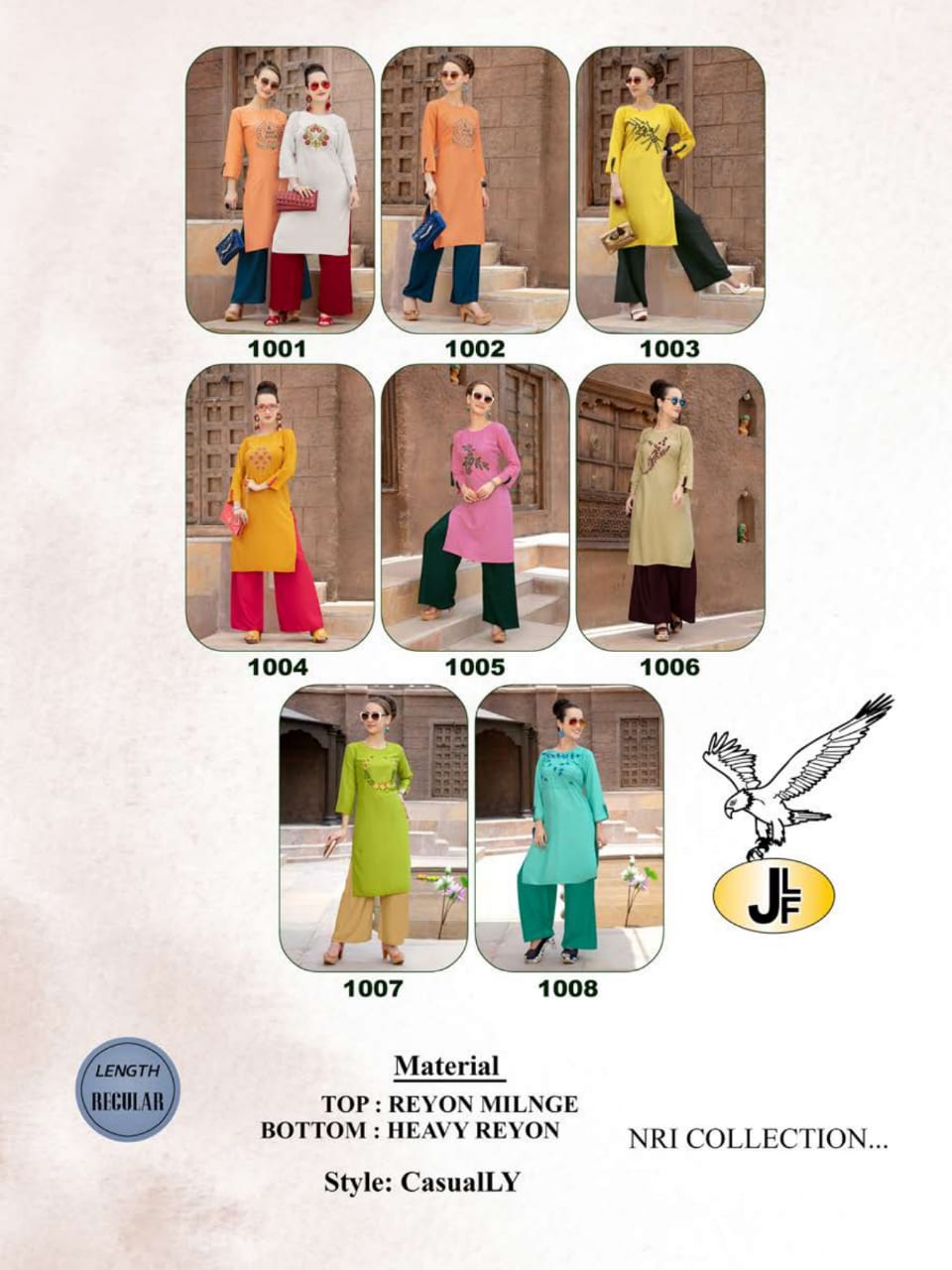 Plazzo House Vol-1 By Jlf 1001 To 1008 Series Stylish Fancy Beautiful Colorful Casual Wear & Ethnic Wear Heavy Rayon Kurtis At Wholesale Price
