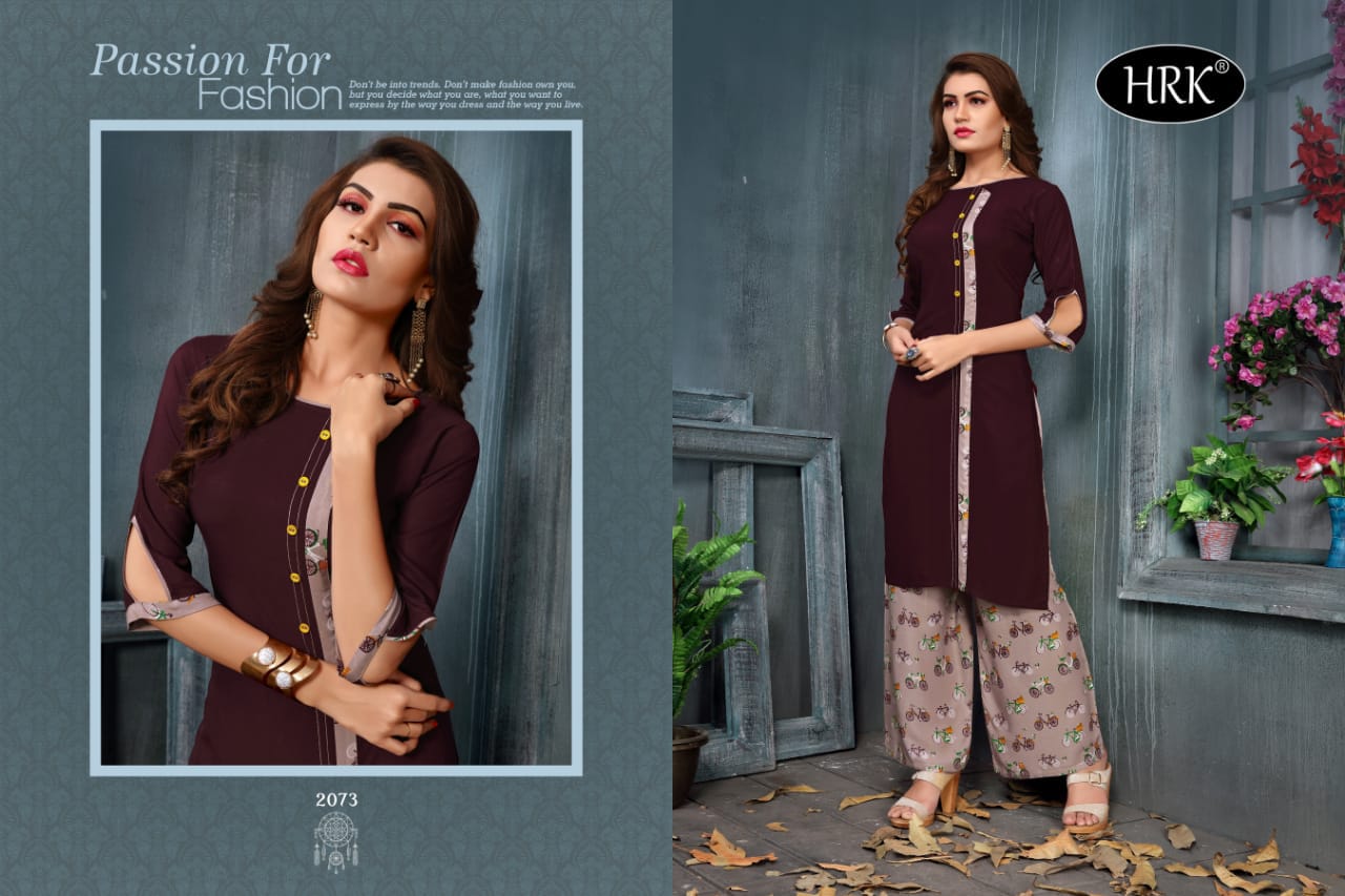 Plazzo By Hrk 2072 To 2076 Series Beautiful Stylish Fancy Colorful Casual Wear & Ethnic Wear & Ready To Wear Rayon Printed Kurtis At Wholesale Price