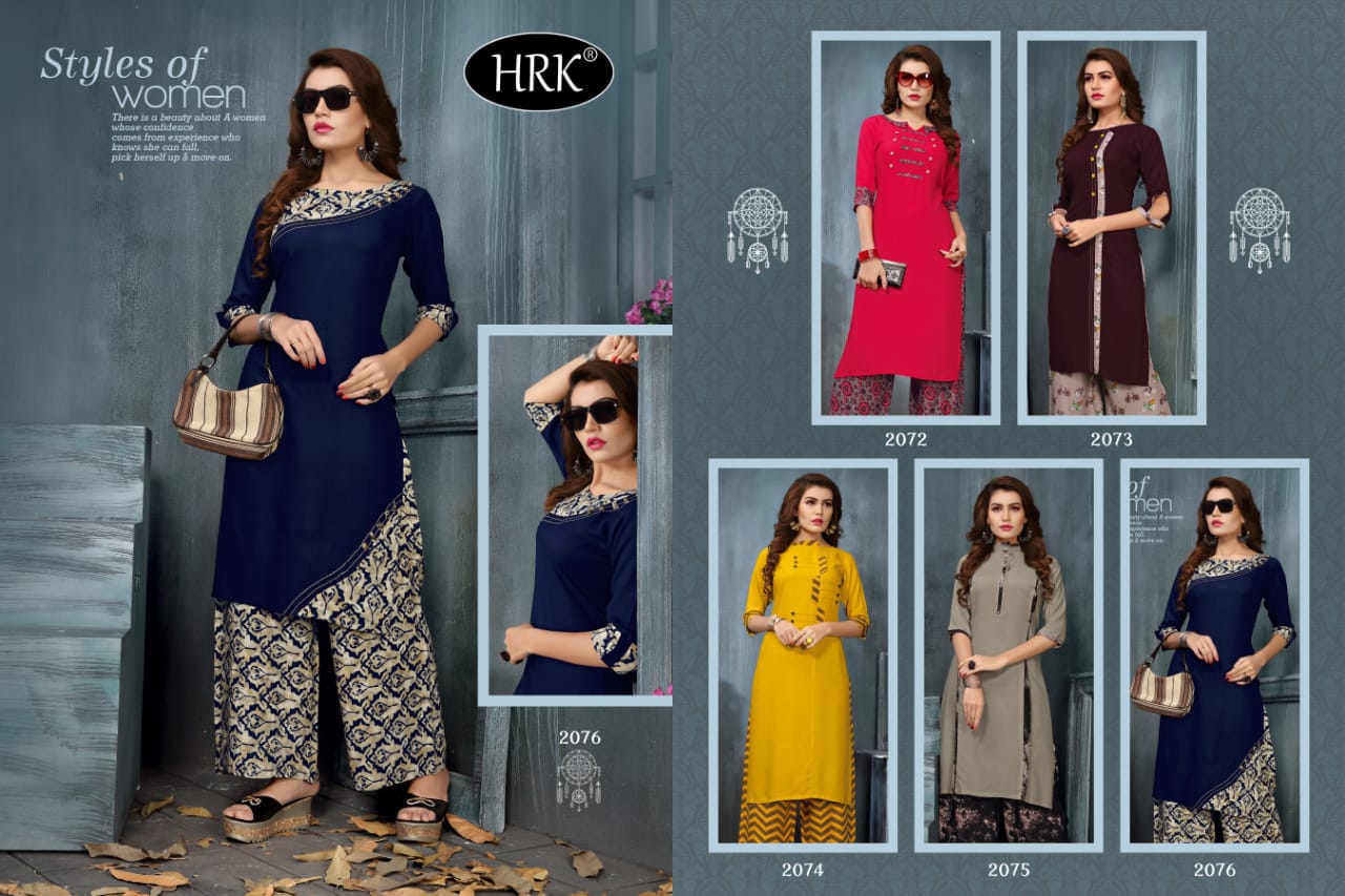 Plazzo By Hrk 2072 To 2076 Series Beautiful Stylish Fancy Colorful Casual Wear & Ethnic Wear & Ready To Wear Rayon Printed Kurtis At Wholesale Price