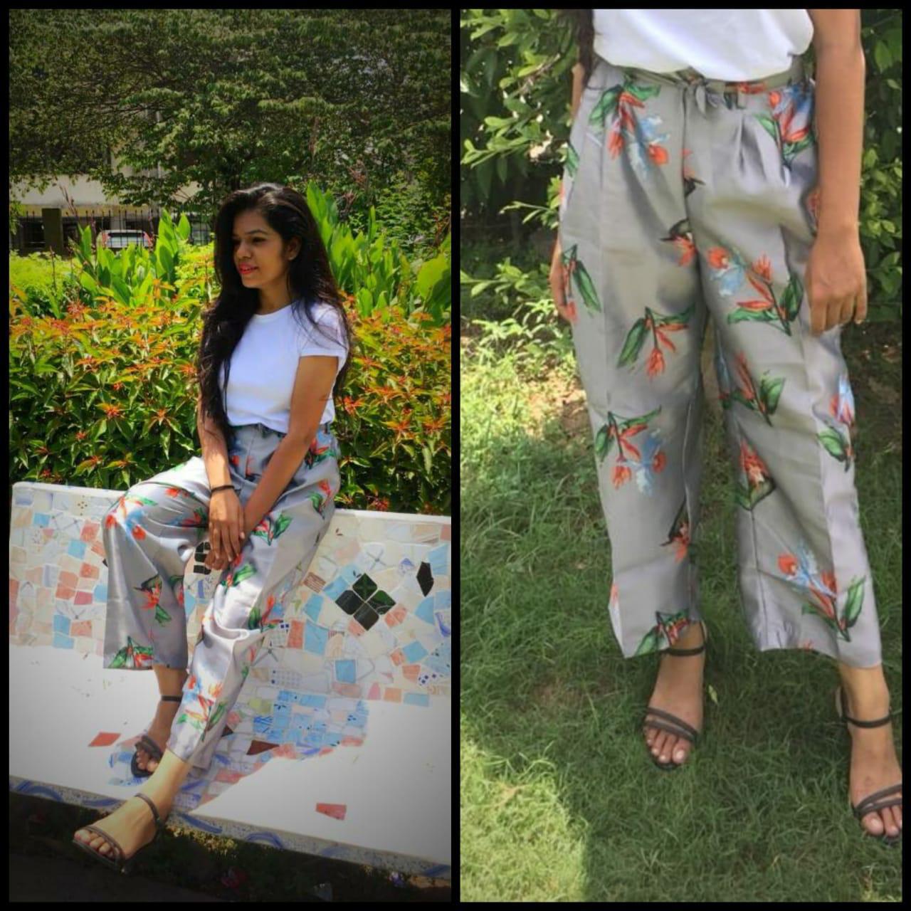 Plazo Pant By St Namo Beautiful Stylish Colorful Fancy Party Wear & Ethnic Wear & Ready To Wear Grey Satin Digital Printed Palazzo At Wholesale Price