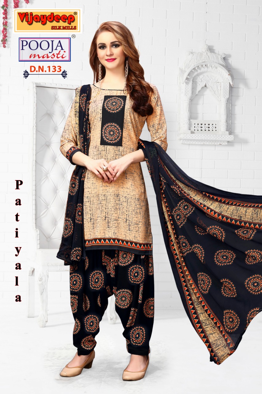 Pooja Masti By Viijaydeep Silk Mills 133 To 140 Series Indian Traditional Wear Collection Beautiful Stylish Fancy Colorful Party Wear & Occasional Wear Lawn Crepe Printed Dress At Wholesale Price