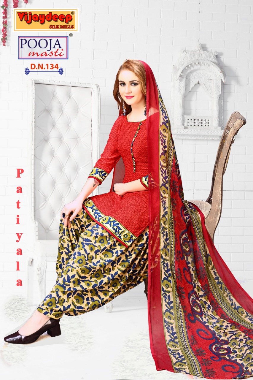 Pooja Masti By Viijaydeep Silk Mills 133 To 140 Series Indian Traditional Wear Collection Beautiful Stylish Fancy Colorful Party Wear & Occasional Wear Lawn Crepe Printed Dress At Wholesale Price