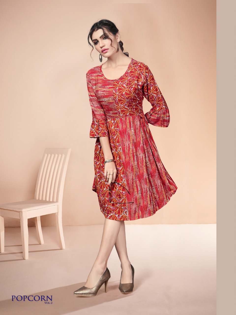 Popcorn Vol-2 By Watermelon 1001 To 1008 Series Beautiful Colorful Stylish Fancy Casual Wear & Ethnic Wear & Ready To Wear Heavy Rayon Printed Kurtis With Belt At Wholesale Price