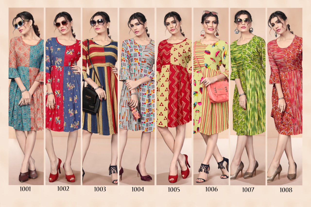 Popcorn Vol-2 By Watermelon 1001 To 1008 Series Beautiful Colorful Stylish Fancy Casual Wear & Ethnic Wear & Ready To Wear Heavy Rayon Printed Kurtis With Belt At Wholesale Price