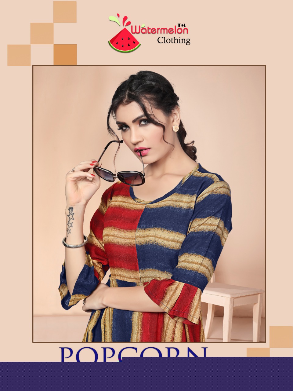 Popcorn Vol-2 By Watermelon 1001 To 1008 Series Beautiful Colorful Stylish Fancy Casual Wear & Ethnic Wear & Ready To Wear Heavy Rayon Printed Kurtis With Belt At Wholesale Price