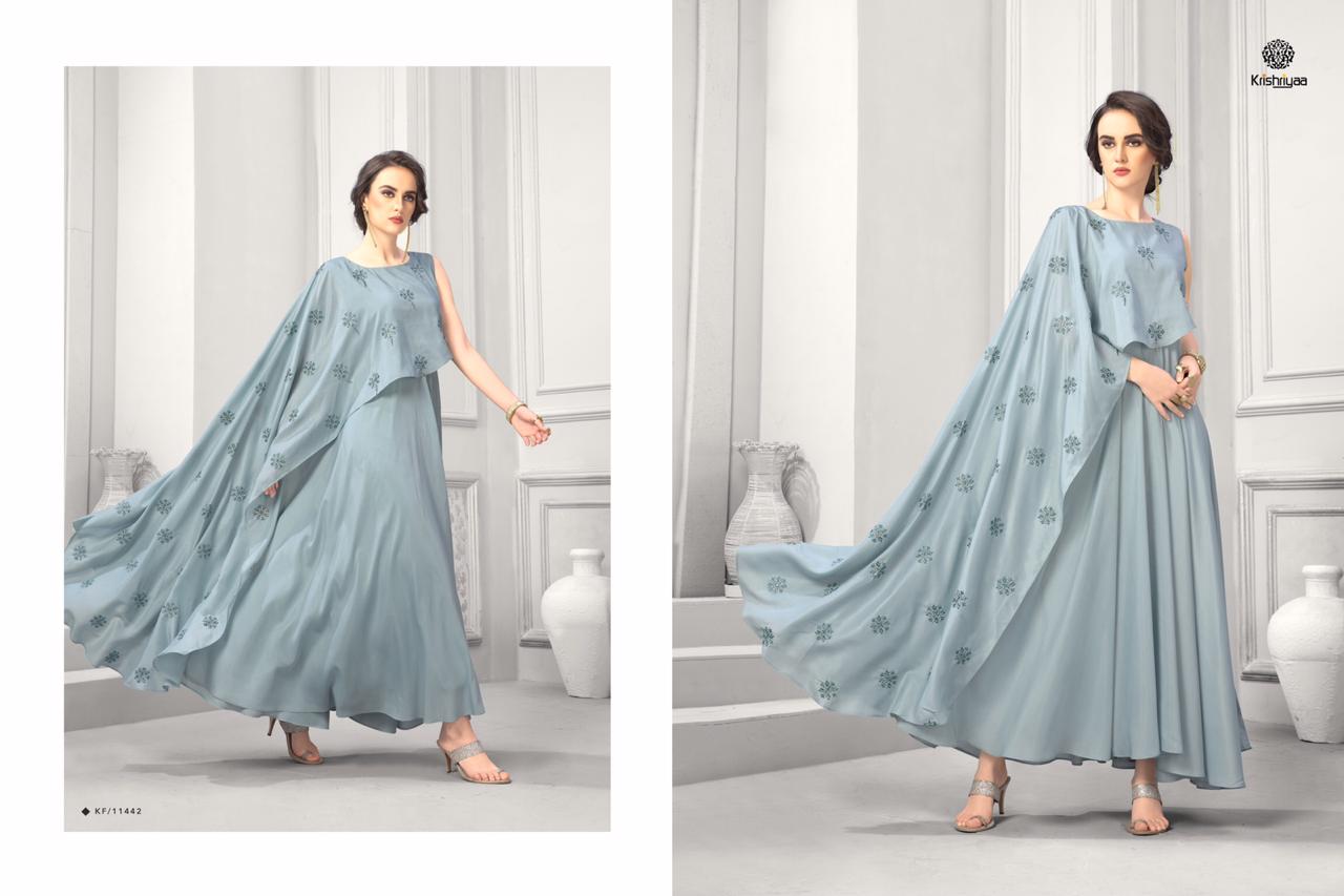 Posh Vol-7 By Krishriyaa 11441 To 11445 Series Beautiful Stylish Fancy Colorful Casual Wear & Ethnic Wear Maslin Crepe Kurtis At Wholesale Price