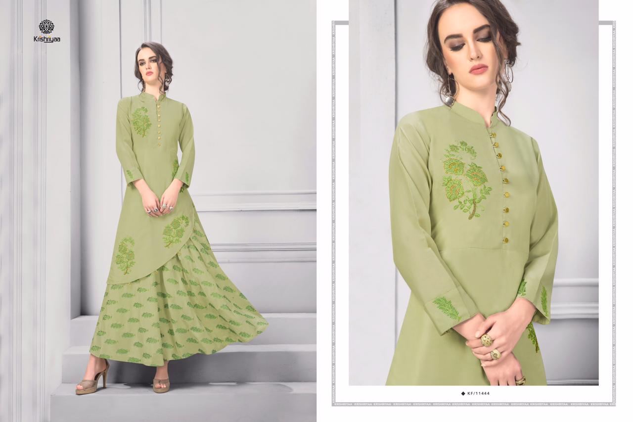 Posh Vol-7 By Krishriyaa 11441 To 11445 Series Beautiful Stylish Fancy Colorful Casual Wear & Ethnic Wear Maslin Crepe Kurtis At Wholesale Price