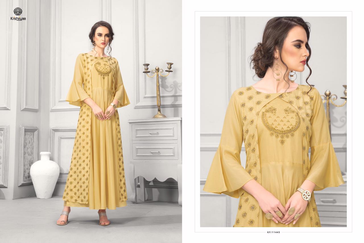Posh Vol-7 By Krishriyaa 11441 To 11445 Series Beautiful Stylish Fancy Colorful Casual Wear & Ethnic Wear Maslin Crepe Kurtis At Wholesale Price