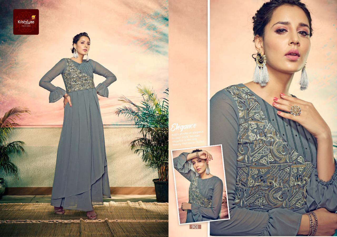 Posh Vol-8 By Krishriyaa 901 To 907 Series Beautiful Stylish Fancy Colorful Casual Wear & Ethnic Wear Fine Georgette Gowns At Wholesale Price