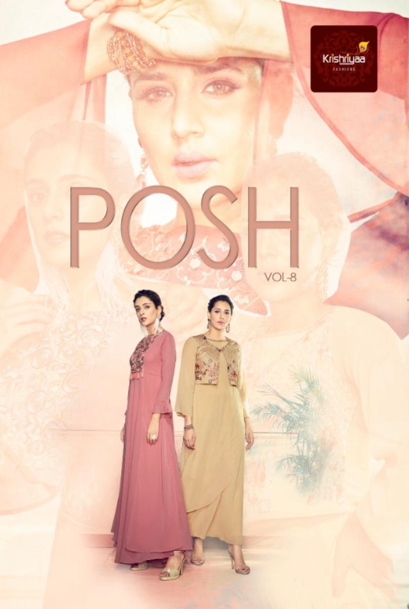 Posh Vol-8 By Krishriyaa 901 To 907 Series Beautiful Stylish Fancy Colorful Casual Wear & Ethnic Wear Fine Georgette Gowns At Wholesale Price