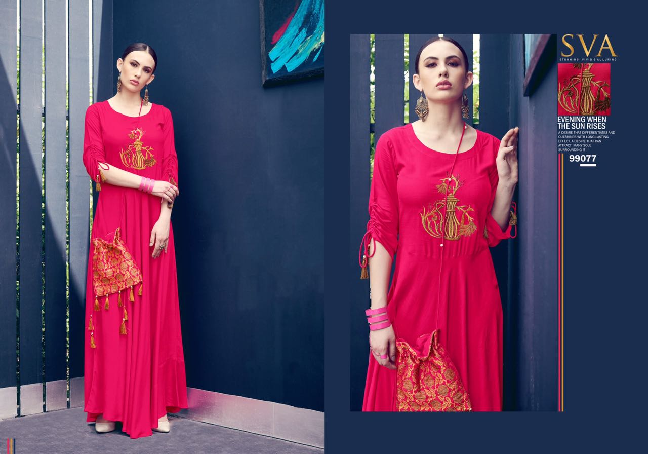 Posh By Sva 99077 T 99083 Series Designer Beautiful Stylish Fancy Colorful Casual Wear & Ethnic Wear & Ready To Wear Pure Rayon Slub Kurtis At Wholesale Price