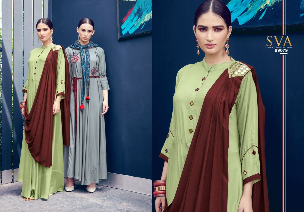 Posh By Sva 99077 T 99083 Series Designer Beautiful Stylish Fancy Colorful Casual Wear & Ethnic Wear & Ready To Wear Pure Rayon Slub Kurtis At Wholesale Price